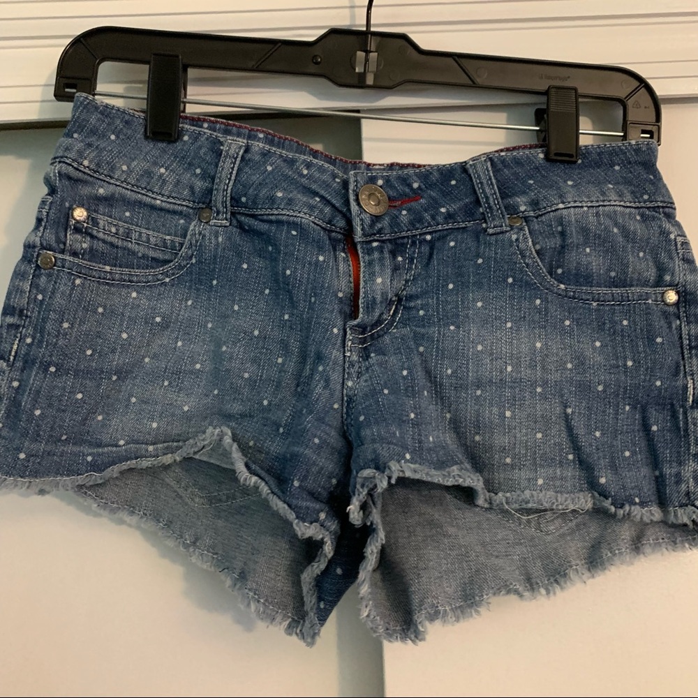 Polka dot jean shorts